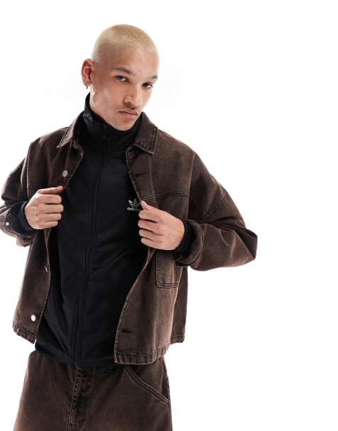 ASOS DESIGN - Oversized recht volumineus jack in bruin met wassing, deel van co-ord set - view 1