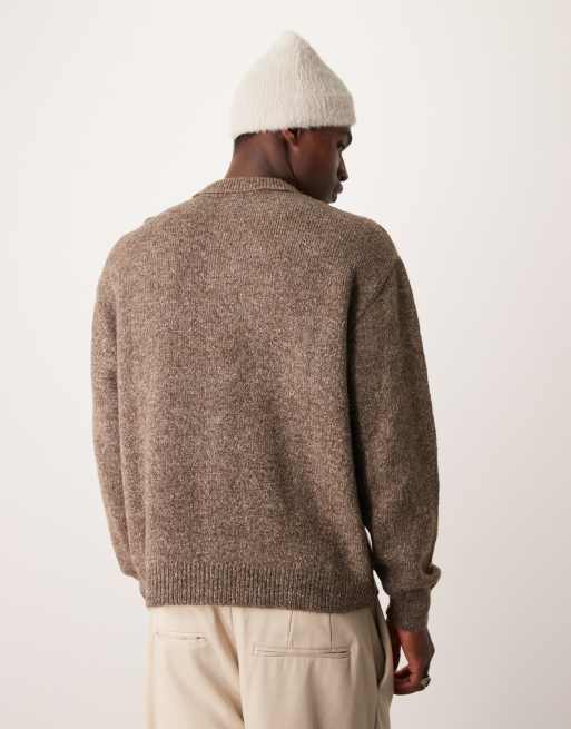 ASOS DESIGN - Oversized rechte gebreide trui met geborstelde textuur in bruin, 3 van 4