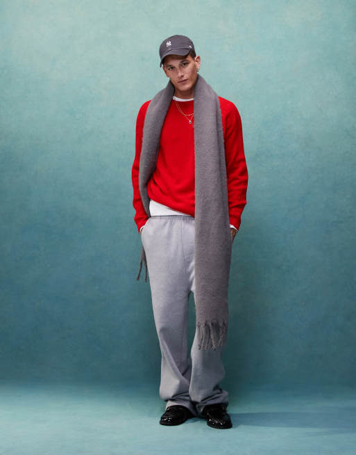 ASOS DESIGN - Oversized rechte gebreide trui met ronde hals en geribbelde mouwen in rood, 2 van 4
