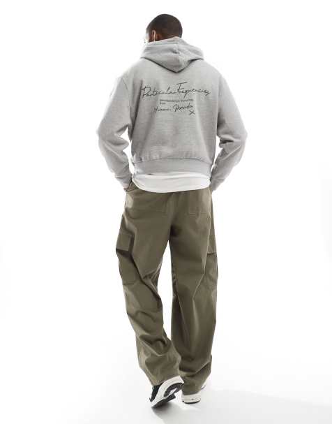 ASOS DESIGN - Oversized rechte hoodie met print in gemêleerd grijs - view 1