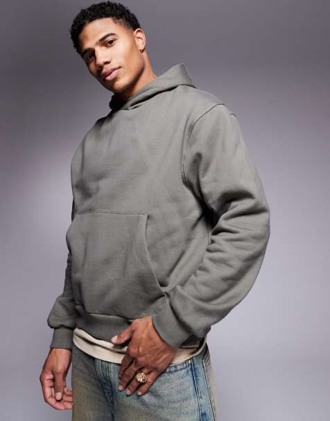 ASOS DESIGN - Oversized rechte hoodie van premium 400gsm zware stof in kaki - view 1