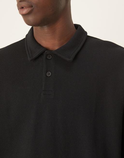 ASOS DESIGN - Oversized rechte piqué polo van zware stof in zwart , 3 van 4