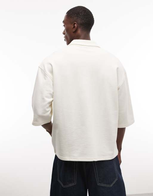 ASOS DESIGN - Oversized rechte polo met appliqué in crème, 5 van 5