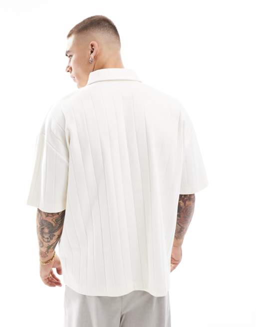 ASOS DESIGN - Oversized rechte polo met rits in crème, 4 van 4