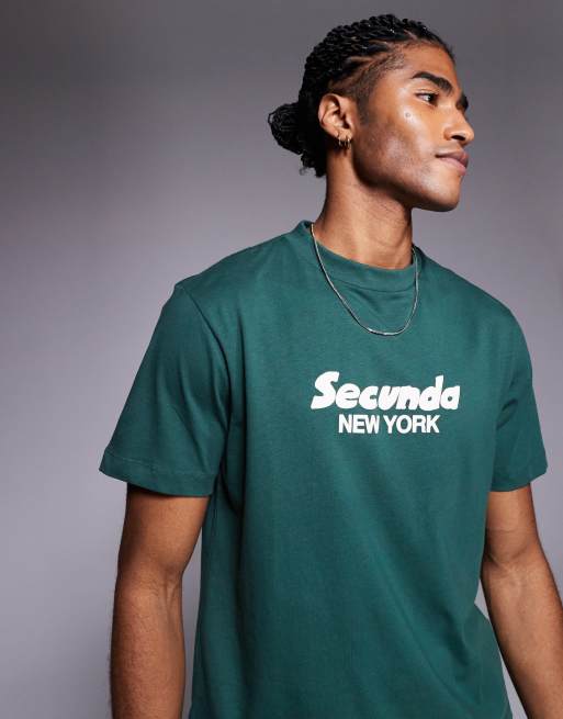 ASOS DESIGN - Oversized rechte T-shirt met grafische tekstprint in groen, 2 van 4