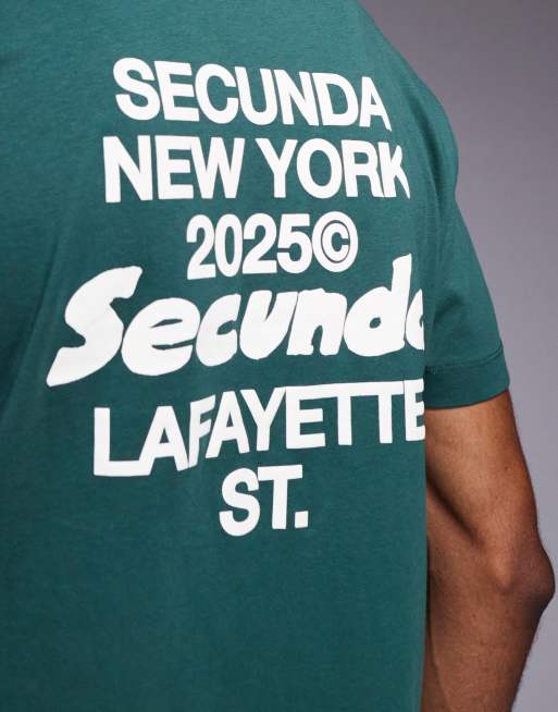 ASOS DESIGN - Oversized rechte T-shirt met grafische tekstprint in groen, 3 van 4