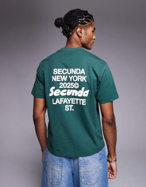 ASOS DESIGN - Oversized rechte T-shirt met grafische tekstprint in groen, 4 van 4