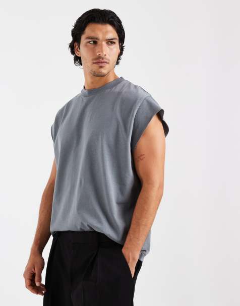ASOS DESIGN - Oversized rechte tanktop van zware stof met kapmouwtjes in middengroen - view 1