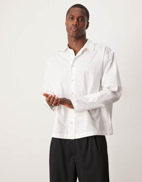 ASOS DESIGN - Oversized rechtoverhemd met manchetdetail in wit - view 1