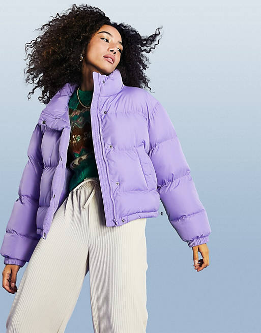 ASOS DESIGN oversized puffer jacket in purple - PURPLE