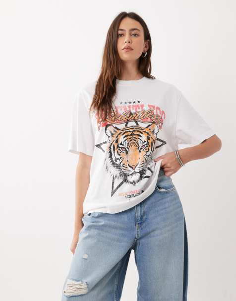 ASOS DESIGN oversized relentless tiger graphic T-shirt in white - view 1