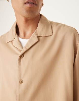 Asos Design Oversized Revere Boxy Tencel Shirt