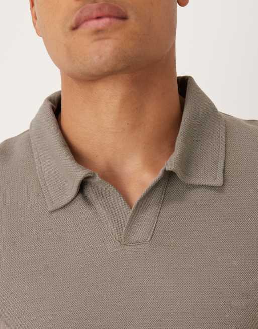 ASOS DESIGN oversized revere pique polo in khaki, 5 of 5