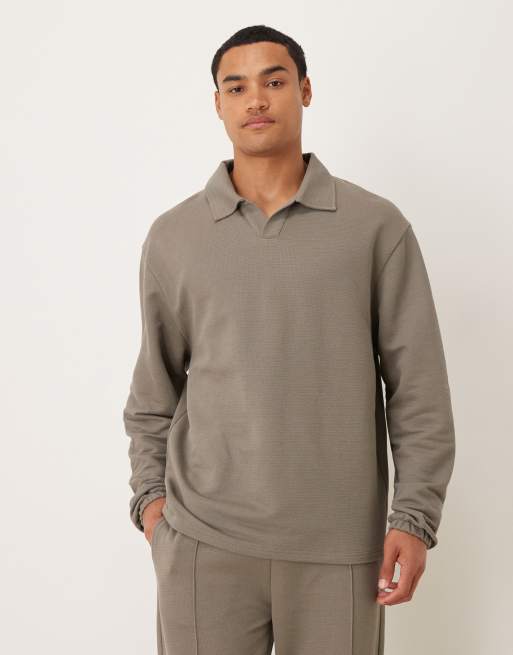 ASOS DESIGN oversized revere polo pique polo in khaki