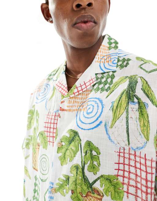 ASOS DESIGN oversized revere shirt in plant print, 3 of 4