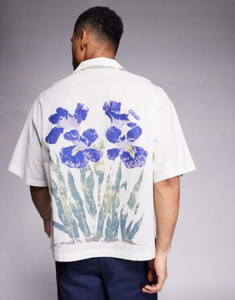 ASOS DESIGN oversized revere shirt with floral placement print - view 1