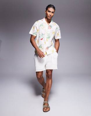 Asos Design Oversized Revere Shirt With Fruit Print