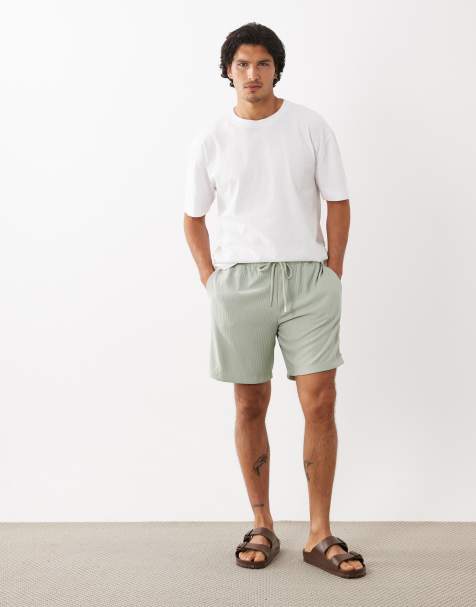 ASOS DESIGN oversized ribbed short in green - view 1