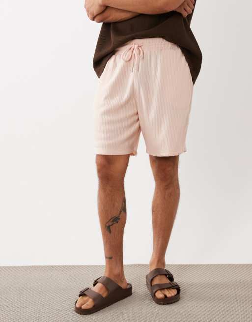 ASOS DESIGN oversized ribbed shorts in pink, 3 of 5