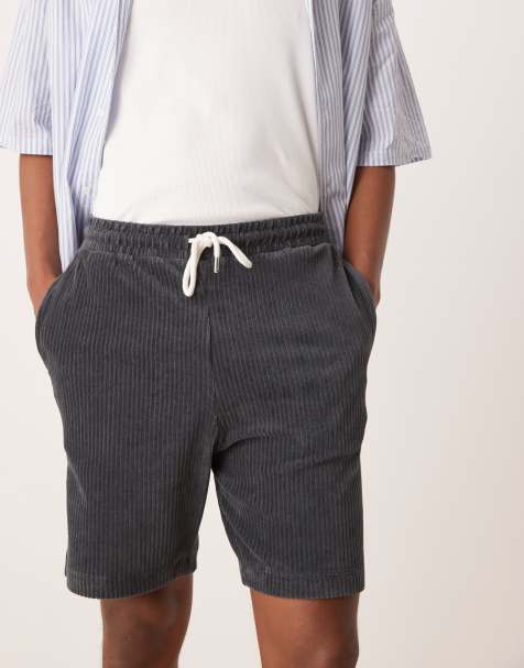 ASOS DESIGN oversized ribbed velour short in gray - view 1