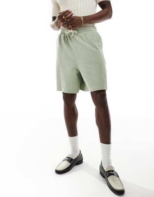 ASOS DESIGN ASOS DESIGN oversized ribbed velour shorts in light green