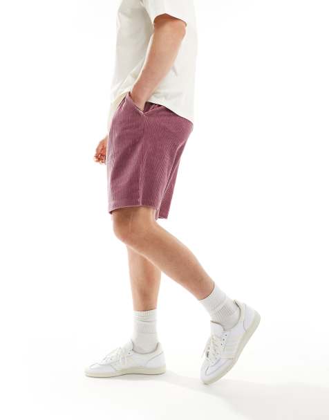 ASOS DESIGN oversized ribbed velour shorts in mauve purple - view 1