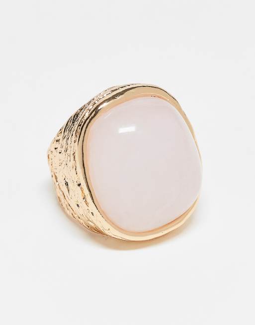 ASOS DESIGN - Oversized ring met kwartssteen van hars in goudkleur