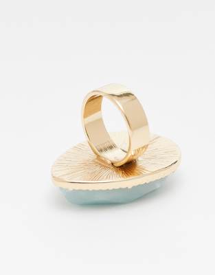 Asos Design Oversized Ring With Real Semi Precious Stone