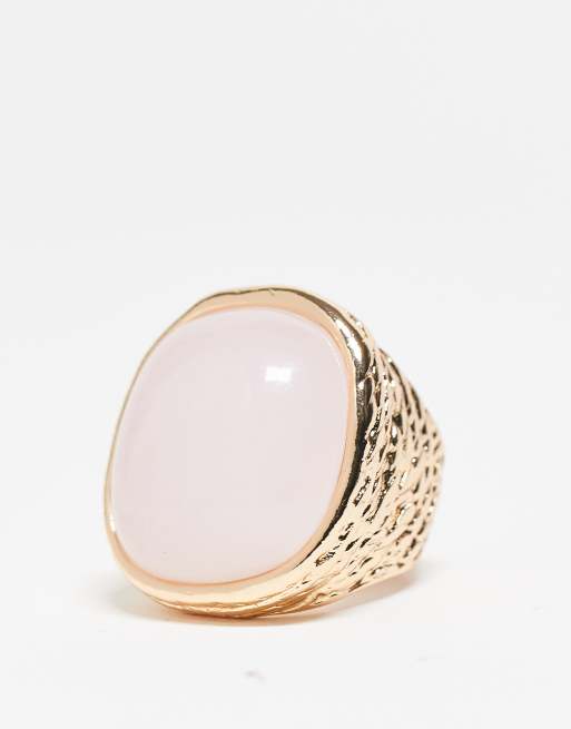 ASOS DESIGN oversized ring with resin quartz design in gold tone