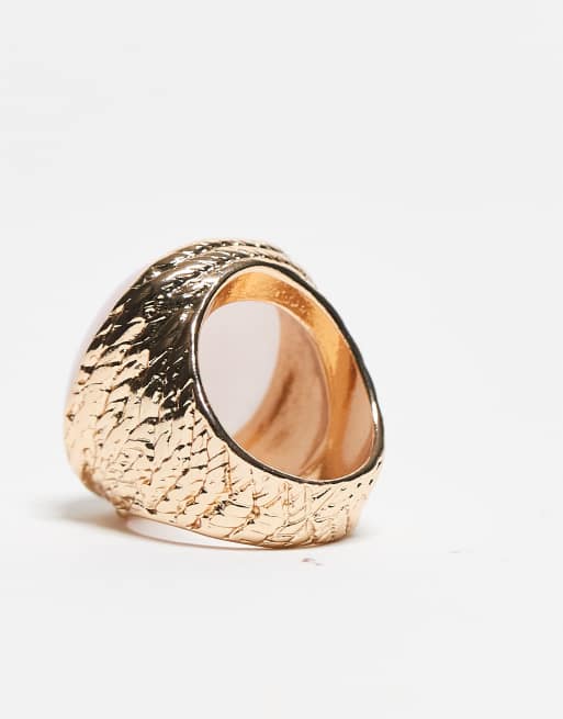 ASOS DESIGN oversized ring with resin quartz design in gold tone