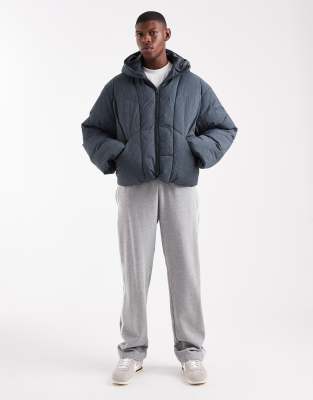 Asos Design Oversized Ripstop Puffer Jacket In Blue
