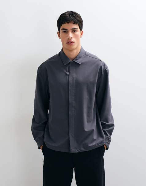 ASOS DESIGN oversized ripstop shirt in grey - view 1
