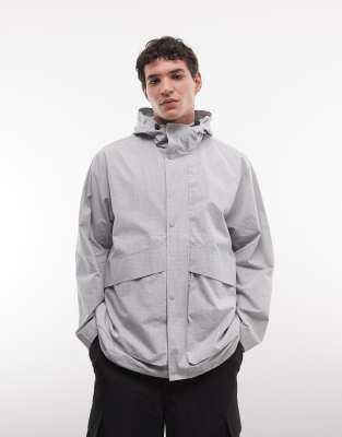 Asos Design Oversized Ripstop Windbreaker Jacket In Blue