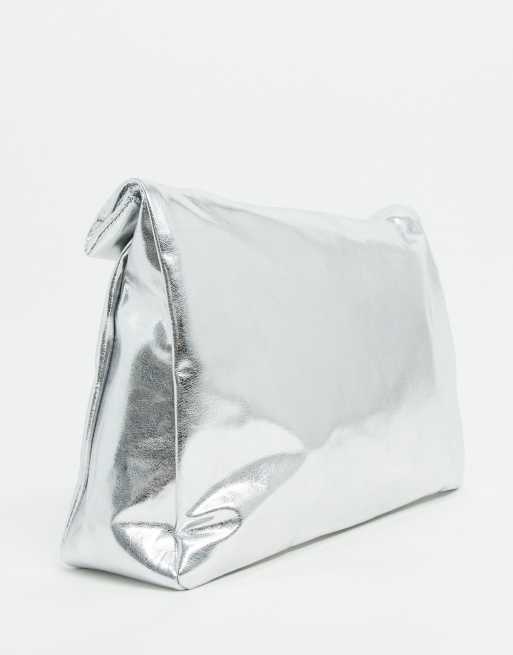 Large outlet silver clutch