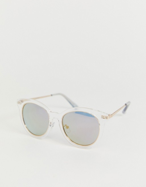 ASOS DESIGN oversized round sunglasses with mirror flash lens