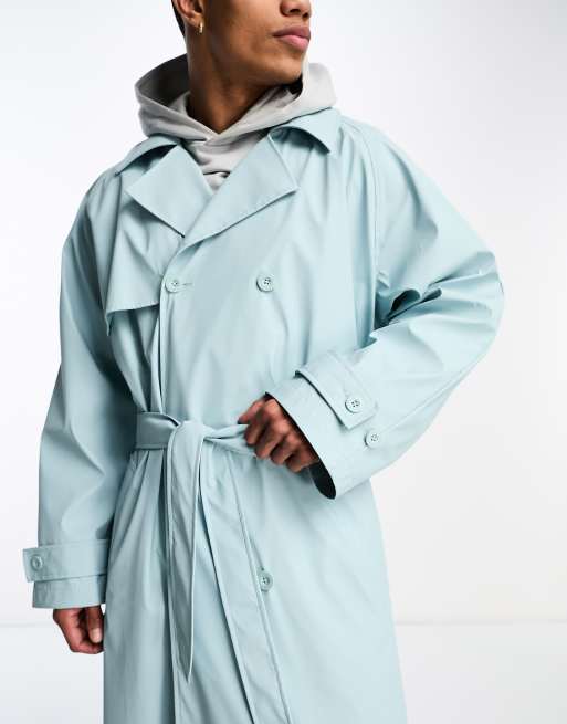 Light blue 2025 trench coat mens