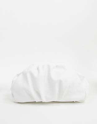 ASOS DESIGN oversized ruched clutch bag in white