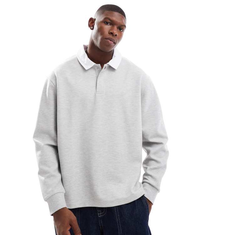 DEEP NECK WIDE RUGBY SHIRT グレー DEEP NECK WIDE RUGBY SHIRT グレー French Terry Cotton Wide
