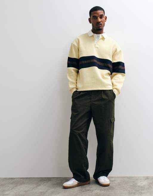 ASOS DESIGN oversized rugby-polo med kontrastpaneler i gul, 2 af 5