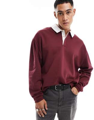 Polo Ralph Lauren icon logo rugby sweatshirt in burgundy