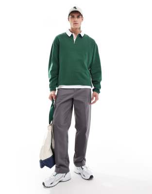 oversized rugby polo sweatshirt in dark green