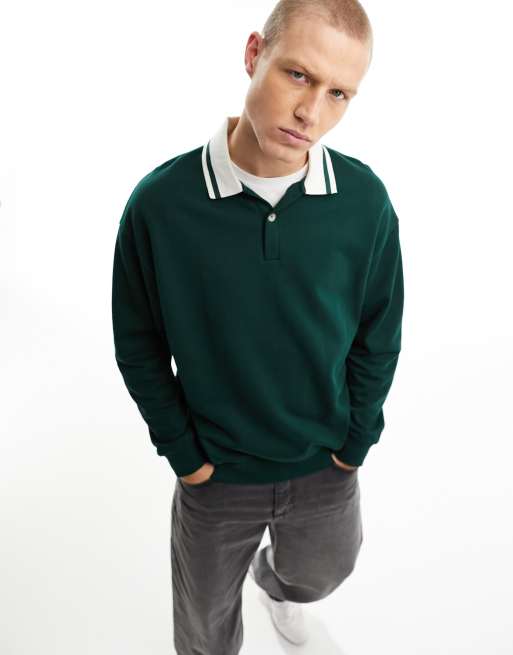 ASOS DESIGN muscle sweatshirt in dark green marl