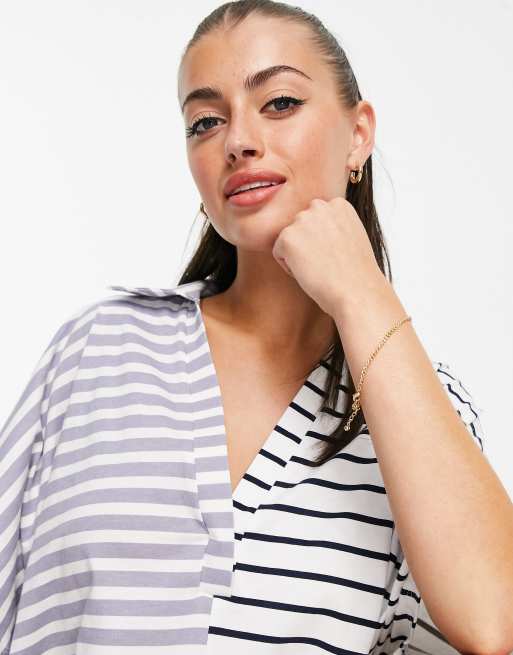 ASOS DESIGN oversized rugby romper in mixed stripe, 3 of 4