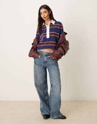 Asos Design Oversized Rugby Shirt In Multi