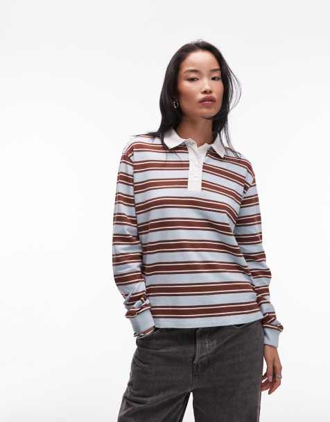 ASOS DESIGN oversized rugby shirt in textured blue stripe - view 1