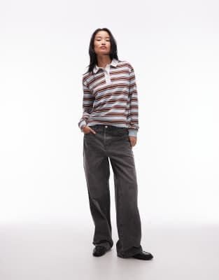 Asos Design Oversized Rugby Shirt In Blue