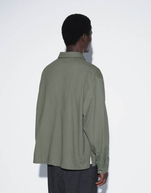 ASOS DESIGN oversized rugby-skjorte med lynlås i khaki, 5 af 5