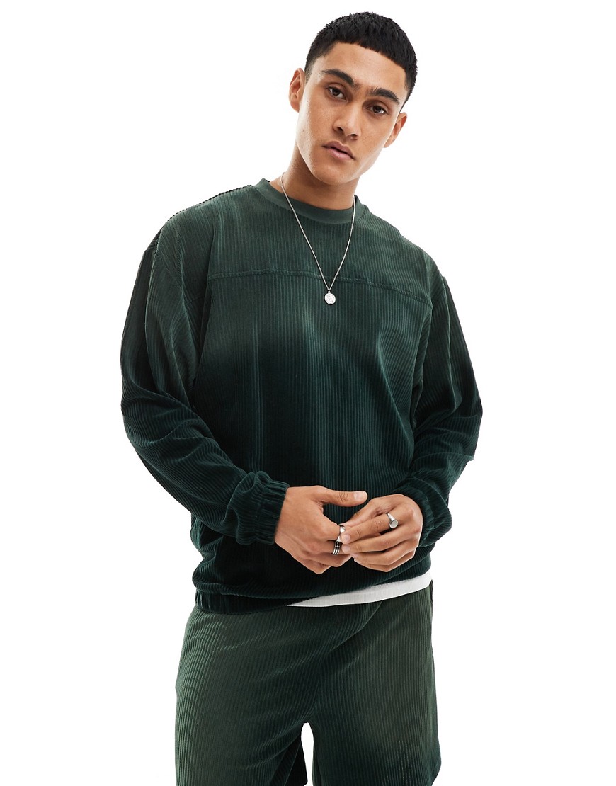 Asos Design Oversized Rugby Sweatshirt With Ombre Effect In Green