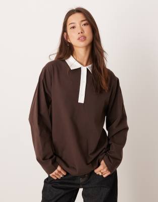 ASOS DESIGN ASOS DESIGN oversized rugby top in brown