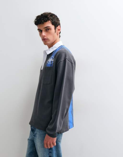 ASOS DESIGN oversized rugbypolotrui met streep in grijs, 5 van 5
